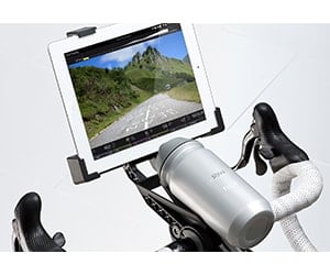 See your screen without sweating on it. This bracket securely attaches your tablet to your handlebar at an optimal distance, so you can access apps or entertainment while you ride.